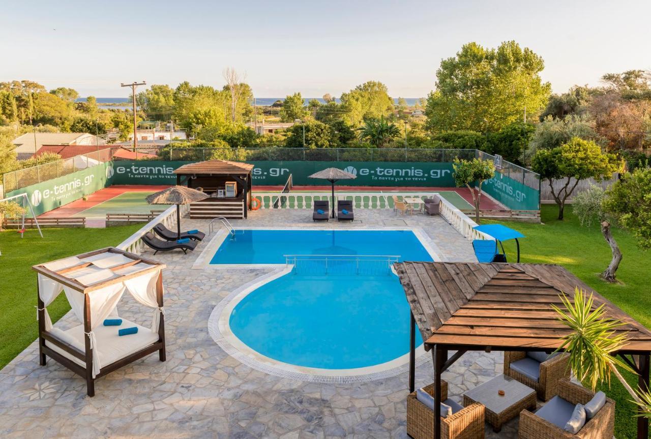 Villa Maxim With Private Pool & Tennis Court Halikounas Bagian luar foto