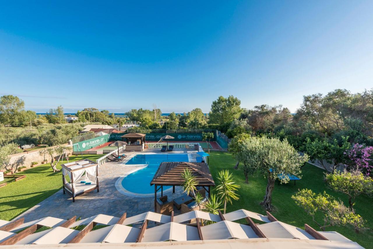 Villa Maxim With Private Pool & Tennis Court Halikounas Bagian luar foto